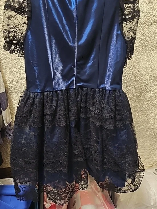 Nwot dELiA*s Navy Blue and Black Lace Costume Dress #69 - Picture 6 of 6